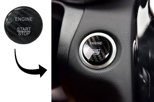 Car Engine Start Button Cover Interior Decoration suitable for MERCEDES A-Class W176 (2012-2017) B-Class W246 (2012-2017) C-Class W205 (2015-2017) W204 (2008-2014) Real Carbon