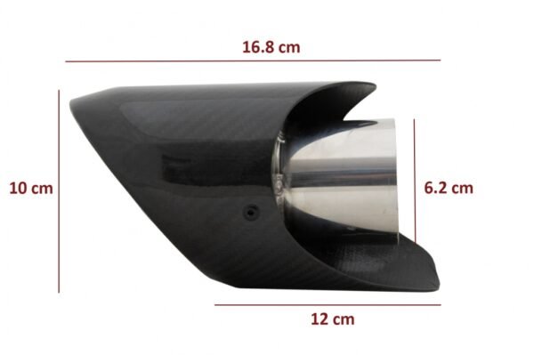 Universal Carbon Fiber Exhaust Muffler Tip Polished Look Inlet 6.2cm